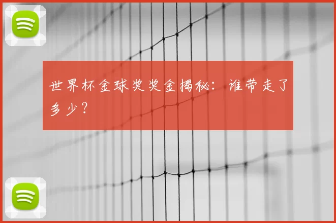 世界杯金球奖奖金揭秘:谁带走了多少?